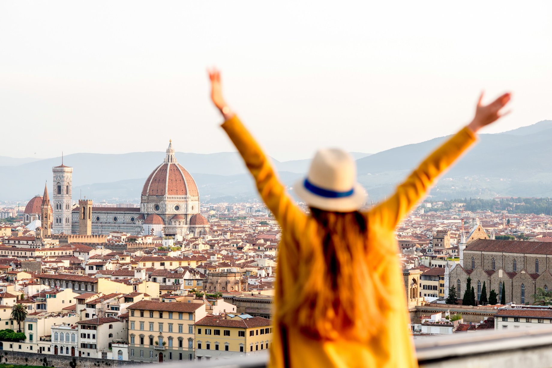 Woman traveling in Florence city